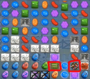 Candy Crush level 240 board after opening moves