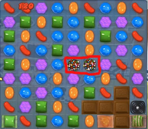 Candy Crush level 240 special candy setup
