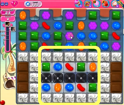 how to clear level 123 in candy crush saga